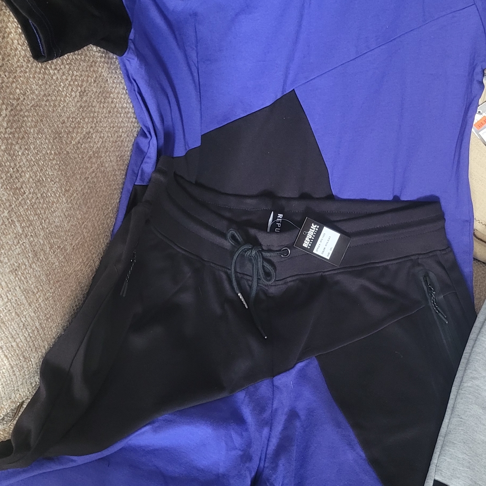 Mens Blue and Black Athletic Set